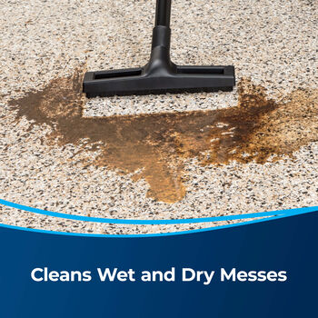 Garage Pro Wet Dry Vac - Cleaning Wet Mess off Flooring. Text Cleans Wet and Dry Messes
